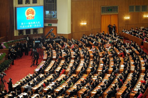 3月18日,第十一屆全國人民代表大會第一次會議在北京人民大會堂舉行閉幕會。新華社記者 王建華 攝