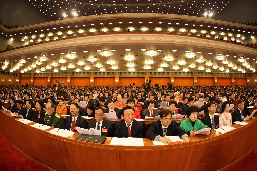 3月5日,第十一屆全國人民代表大會第一次會議在北京人民大會堂開幕。這是大會會場。 新華社記者 蘭紅光攝