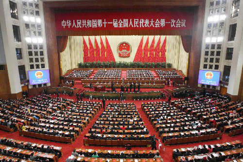3月18日,第十一屆全國人民代表大會第一次會議在北京人民大會堂舉行閉幕會。新華社記者 劉衛(wèi)兵 攝
