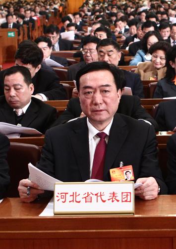 3月5日,第十一屆全國人民代表大會第三次會議在北京人民大會堂開幕。這是河北省代表團(tuán)在會場。新華社記者 劉衛(wèi)兵 攝