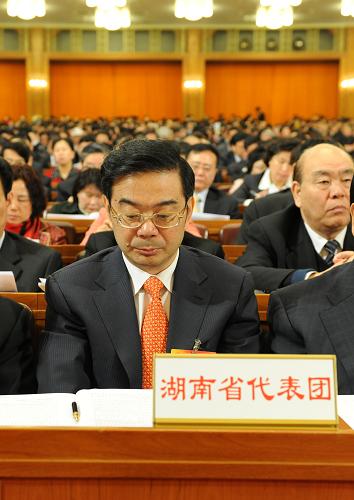 這是湖南省代表團(tuán)在會場。 新華社記者 陳樹根 攝