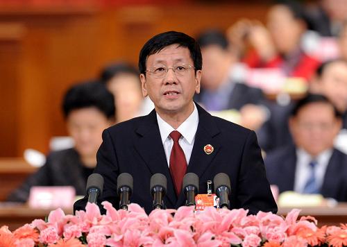 3月11日,十一屆全國人大四次會(huì)議在北京人民大會(huì)堂舉行第三次全體會(huì)議。最高人民檢察院檢察長曹建明作最高人民檢察院工作報(bào)告。新華社記者 李濤 攝
