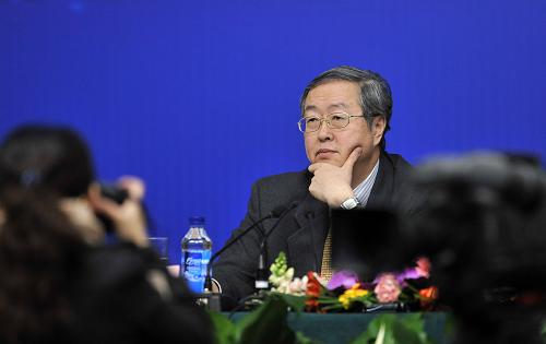 這是周小川在記者會上。 新華社記者 王鵬 攝