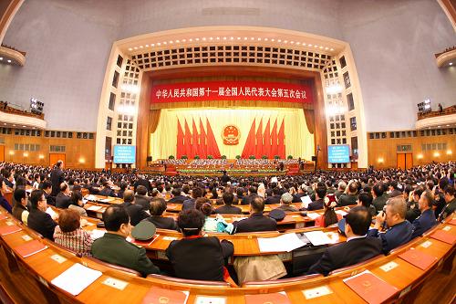3月14日,第十一屆全國人民代表大會第五次會議在北京人民大會堂舉行閉幕會。 新華社記者 陳建力 攝