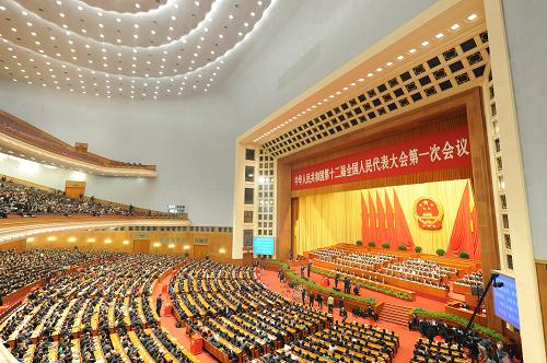 3月16日,十二屆全國(guó)人大一次會(huì)議在北京人民大會(huì)堂舉行第六次全體會(huì)議。新華社記者 楊宗友 攝