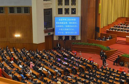 3月16日,十二屆全國(guó)人大一次會(huì)議在北京人民大會(huì)堂舉行第六次全體會(huì)議。新華社記者 王頌 攝