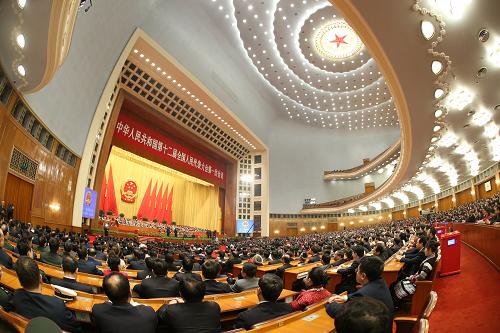 3月16日,十二屆全國(guó)人大一次會(huì)議在北京人民大會(huì)堂舉行第六次全體會(huì)議。新華社記者 陳建力 攝