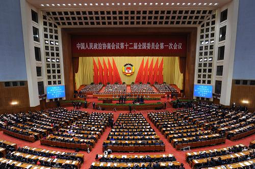 3月3日,中國人民政治協(xié)商會議第十二屆全國委員會第一次會議在北京人民大會堂開幕。新華社記者 饒愛民 攝
