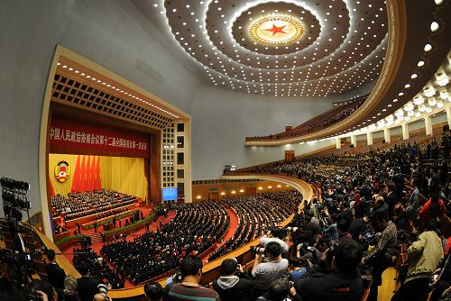 3月3日,中國人民政治協(xié)商會議第十二屆全國委員會第一次會議在北京人民大會堂開幕。新華社記者 陳樹根 攝