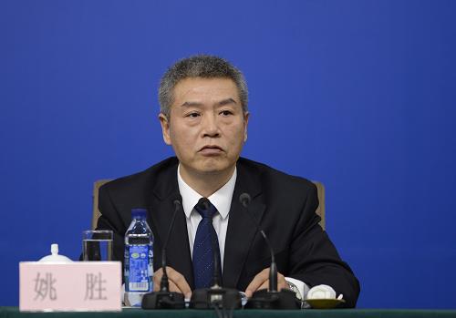 這是姚勝在記者會上。新華社記者 王鵬 攝