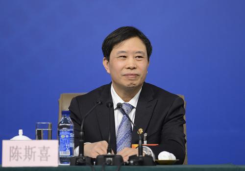 這是陳斯喜在記者會上。新華社記者 王鵬 攝