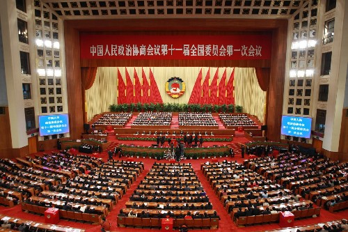 3月13日,全國政協(xié)十一屆一次會(huì)議在北京人民大會(huì)堂舉行第四次全體會(huì)議,選舉十一屆全國政協(xié)主席、副主席、秘書長和常務(wù)委員。 新華社記者 龐興雷 攝