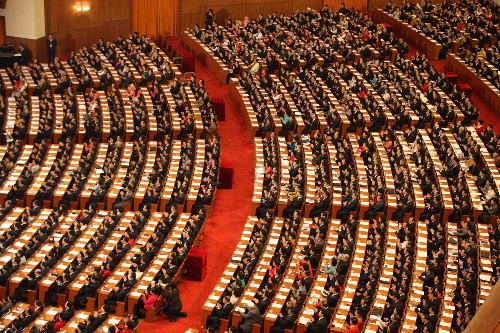 3月5日,第十一屆全國人民代表大會第一次會議在北京人民大會堂開幕。這是大會會場。 新華社記者 王建民攝