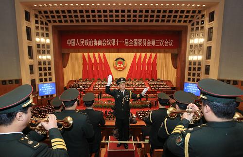 這是軍樂團在奏樂。 新華社記者 龐興雷 攝