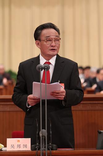 3月14日,第十一屆全國(guó)人民代表大會(huì)第三次會(huì)議在北京人民大會(huì)堂舉行閉幕會(huì)。吳邦國(guó)主持會(huì)議并講話。新華社記者 鞠鵬 攝