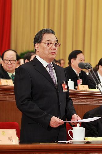 3月9日,全國政協(xié)十一屆四次會(huì)議在北京人民大會(huì)堂舉行第三次全體會(huì)議。李金華主持會(huì)議。新華社記者 鞠鵬 攝