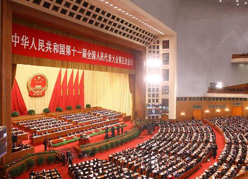 3月9日,十一屆全國人大五次會議在北京人民大會堂舉行第三次全體會議。新華社記者 陳建力 攝