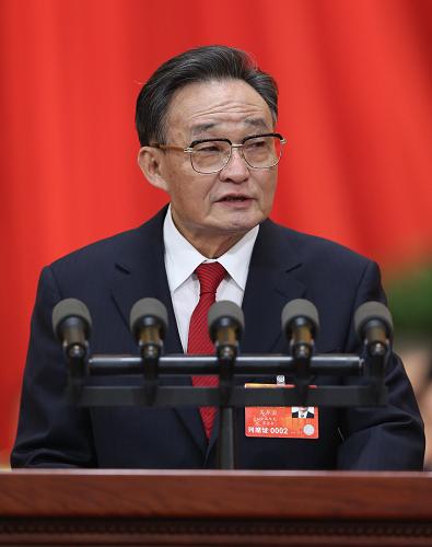 3月8日,十二屆全國(guó)人大一次會(huì)議在北京人民大會(huì)堂舉行第二次全體會(huì)議。吳邦國(guó)作人大常委會(huì)工作報(bào)告。
