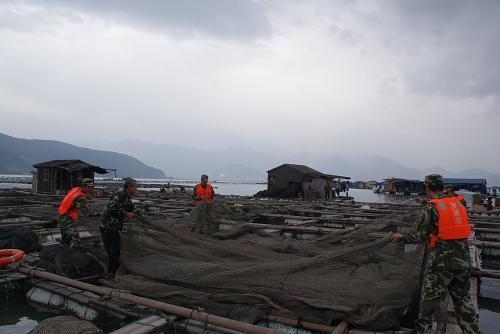 10月22日,福建羅源邊防戰(zhàn)士協(xié)助當(dāng)?shù)貪O民收疊漁網(wǎng)。今年第13號(hào)強(qiáng)臺(tái)風(fēng)“鲇魚”正向閩粵之間沿海緩慢靠近,可能于23日白天在閩南一帶沿海登陸。目前“鲇魚”已開始對(duì)廣東、福建、浙江等多個(gè)沿海省份造成影響,各地正加緊進(jìn)行各項(xiàng)應(yīng)對(duì)工作。新華社發(fā)(孫旭暉 攝)