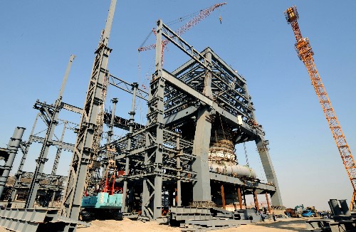 這是建設(shè)中的首鋼京唐鋼鐵廠(3月13日攝)。新華社記者 楊世堯 攝