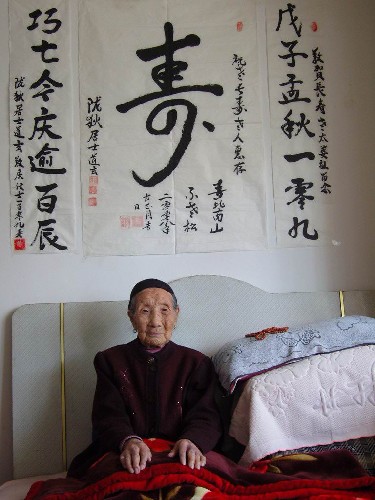 圖為甘肅臨夏回族自治州臨夏市城北辦事處109歲老人潘秀琴(2008年9月攝)。據(jù)甘肅省老齡工作委員會辦公室提供的數(shù)據(jù),甘肅省百歲老人數(shù)量10多年來持續(xù)增長,上世紀90年代中期還只有80多人,到2007年底已達336人。其中,臨夏回族自治州百歲老人數(shù)量一直居甘肅全省之首,到2007年底數(shù)量達75人。新華社發(fā)