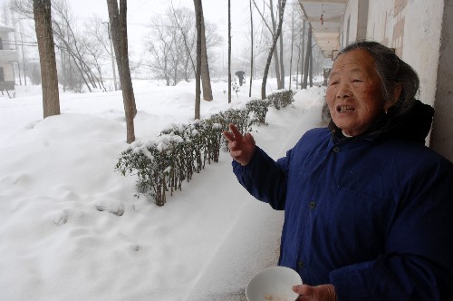 安徽遭受罕見(jiàn)雪災(zāi) 新華社照片,舒城(安徽),2008年1月26日 安徽遭受罕見(jiàn)雪災(zāi) 1月26日,安徽省舒城縣三拐村71歲的卜志英老人說(shuō),這是她20多年來(lái)見(jiàn)到的最大的一場(chǎng)雪。當(dāng)日,安徽江淮流域再次遭受大雪襲擊,持續(xù)十多天的罕見(jiàn)大雪和冰凍天氣仍在繼續(xù)。這場(chǎng)幾十年未遇的雪凍災(zāi)害給部分地區(qū)、尤其是大別山區(qū)的交通、電力、通信、農(nóng)牧業(yè)以及百姓日常生活帶來(lái)嚴(yán)重影響。 新華社記者王雷攝