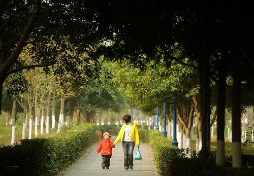 山綠水清三峽美 1月14日,一對(duì)母子從長(zhǎng)江邊一處綠樹(shù)叢中走過(guò)。 兩岸群山含翠,江水清澈如許。俯瞰長(zhǎng)江三峽全景,猶如一幅美麗的山水畫(huà),昔日的荒山禿嶺如今舊貌換新顏。 來(lái)自重慶市林業(yè)局的數(shù)據(jù)顯示,自從2000年試點(diǎn)實(shí)施退耕還林工程以來(lái),三峽庫(kù)區(qū)森林覆蓋率大幅提高:2008年重慶市森林面積增長(zhǎng)了1353萬(wàn)畝,森林覆蓋率達(dá)34%,增長(zhǎng)了11個(gè)百分點(diǎn)。退耕還林工程區(qū)水土流失明顯降低,水土流失程度由重度、中度降為輕度或無(wú)明顯侵蝕,治理水土流失面積1.2萬(wàn)平方公里。近年來(lái),在庫(kù)區(qū)周?chē)?5度陡坡,通過(guò)種植純生態(tài)林,構(gòu)筑起一道綠色的生態(tài)屏障。如今的三峽庫(kù)區(qū)山綠水清美如畫(huà)。 新華社記者李曉果攝