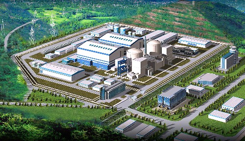 秦山核電站擴(kuò)建兩臺(tái)百萬千瓦機(jī)組項(xiàng)目效果圖(3月24日攝)。 新華社記者 譚進(jìn) 攝