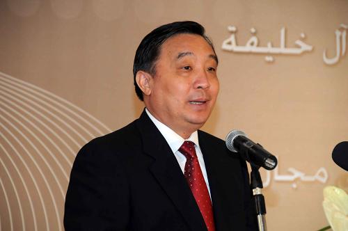5月6日,在巴林首都麥納麥,中國(guó)國(guó)務(wù)院新聞辦公室主任王晨在中國(guó)-阿拉伯國(guó)家新聞合作論壇開幕式上致辭。新華社記者王波攝