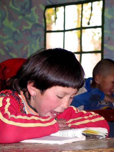 8歲的迪力在烏恰縣烏魯克恰提鄉(xiāng)中心小學(xué)的帳篷課堂里讀書(10月13日攝)。 距10月5日新疆克孜勒蘇柯爾克孜自治州烏恰縣境內(nèi)發(fā)生6.8級(jí)地震已過去一周多的時(shí)間。目前,災(zāi)區(qū)牧民積極開展生活自救,學(xué)校教學(xué)秩序正常。在此次房屋受損的700多戶受災(zāi)群眾中,有100多戶已住進(jìn)臨時(shí)住所,100多戶即將搬進(jìn)抗震安居新房。 新華社記者 潘瑩 攝