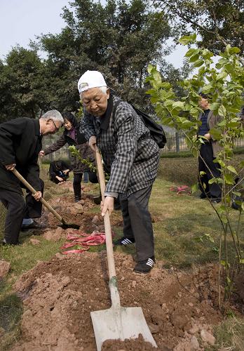 3月12日,82歲的老人趙國(guó)良(中)種下一棵櫻桃樹(shù),他的前列腺癌還在治療中。 當(dāng)日,重慶市50名癌癥患者在重慶渝北海扶園區(qū)種下寄托希望的櫻桃樹(shù),祝福所有的癌癥患者堅(jiān)強(qiáng)地面對(duì)病痛,找回生命里的春天和希望。 新華社記者 楊磊 攝