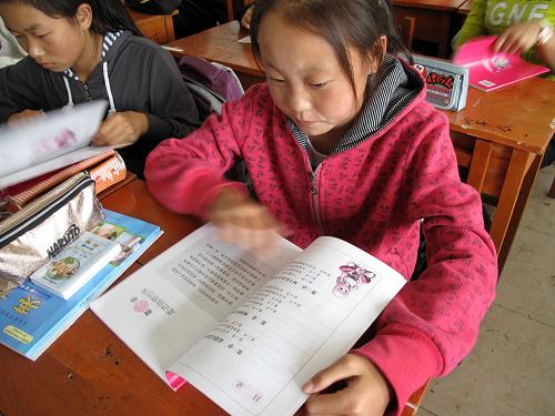 8月23日,吉林市船營區(qū)搜登站鎮(zhèn)中心學(xué)校的小學(xué)生認(rèn)真上課。新華社發(fā)(朱萬昌 攝)