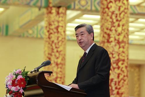11月7日,新華社建社80周年紀(jì)念大會(huì)在北京人民大會(huì)堂舉行。這是新華社社長李從軍致辭。新華社記者 鞠鵬 攝