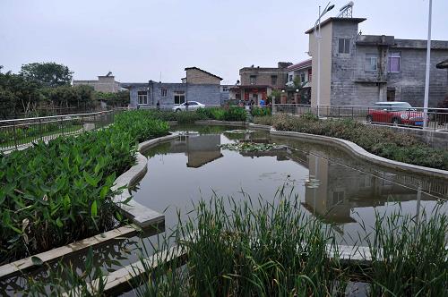 在廣西玉林市玉東新區(qū)茂林鎮(zhèn)金谷村,污水處理設(shè)施不僅改善了環(huán)境,也成了村里一道美麗風(fēng)景(4月10日攝)。 蒼蠅亂飛的臭水溝不見(jiàn)了,池塘的死水變活了,臟亂差的農(nóng)村變美了……廣西積極推進(jìn)農(nóng)村環(huán)境連片整治示范工作,讓越來(lái)越多的農(nóng)村舊貌換新顏。2012年,廣西共有18個(gè)縣500個(gè)村完成了示范整治任務(wù),實(shí)施污水處理設(shè)施487套、生活垃圾收集轉(zhuǎn)運(yùn)設(shè)施設(shè)備1.2226萬(wàn)個(gè)(臺(tái)、套),受益人口180萬(wàn)。今年,廣西計(jì)劃投資5.25億元,在19個(gè)縣(自治縣、市、區(qū))開(kāi)展農(nóng)村環(huán)境連片整治示范項(xiàng)目,使全廣西農(nóng)村每年可增加生活污水處理能力1350萬(wàn)噸。(新華社記者 周華 攝)