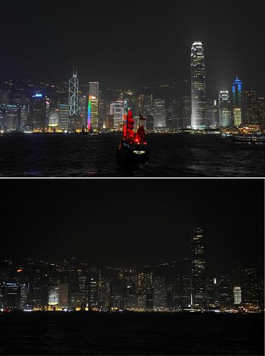“地球一小時(shí)” 環(huán)保不止這一步 3月26日20時(shí)30分至21時(shí)30分,香港維多利亞港夜景變暗,香港國(guó)際金融中心、長(zhǎng)江集團(tuán)中心、香港會(huì)議展覽中心等地標(biāo)建筑參與熄燈行動(dòng)。這是熄燈前(上圖)后的香港維多利亞港夜景對(duì)比。 當(dāng)日,由世界自然基金會(huì)發(fā)起的“地球一小時(shí)”活動(dòng)正式舉行。全球共有134個(gè)國(guó)家和地區(qū)展開熄燈接力,中國(guó)有86個(gè)城市加入到“地球一小時(shí)”活動(dòng)。今年“地球一小時(shí)”活動(dòng)希望大家在熄燈的同時(shí)能為地球做出一個(gè)力所能及的行動(dòng)承諾。 新華社記者 黃本強(qiáng) 攝