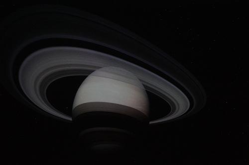 這是在蔡司(ZEISS)天象廳內(nèi)放映的球幕電影《宇宙探秘》中的土星及其壯麗的光環(huán)(2月10日攝)。新華社記者 劉力航 攝