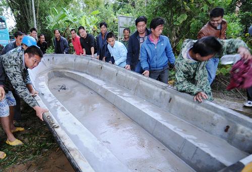 11月11日,在廣西上思縣在妙鎮(zhèn)馱從村,救災人員將沖鋒舟抬下水,準備用來轉移被洪水圍困的群眾。新華社發(fā)(梁富盈 攝)