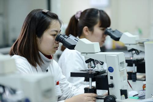 12月4日,醫(yī)務(wù)人員在篩查新生兒疾病技術(shù)平臺做染色體檢查。新華社記者 李一博 攝