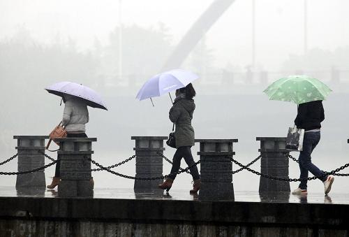 11月24日,市民冒雨在山東省濰坊市街頭出行。當(dāng)日,山東省迎來(lái)大范圍降水降溫天氣。據(jù)山東省氣象臺(tái)信息顯示,伴隨降雨,山東省大部地區(qū)氣溫將下降4攝氏度左右。山東省氣象臺(tái)11時(shí)發(fā)布大風(fēng)黃色預(yù)警信號(hào)。新華社發(fā)(張馳 攝)