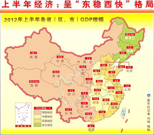 圖表:上半年經(jīng)濟(jì):呈“東穩(wěn)西快”格局 新華社記者 馮琦 編制