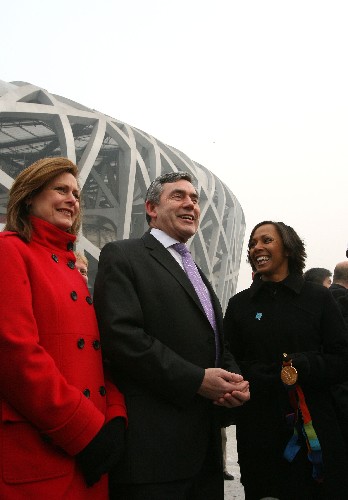 1月19日上午,英國首相布朗參觀2008年北京奧運會主體育場“鳥巢”。