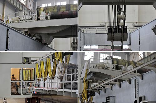 這是國(guó)內(nèi)首臺(tái)AP1000核電站環(huán)形起重機(jī)(拼版照片,12月14日攝)。新華社記者 詹彥 攝