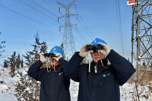 12月30日,冀北秦皇島電力公司的工作人員在巡查電力設(shè)備工作狀態(tài)。新華社記者 楊世堯 攝