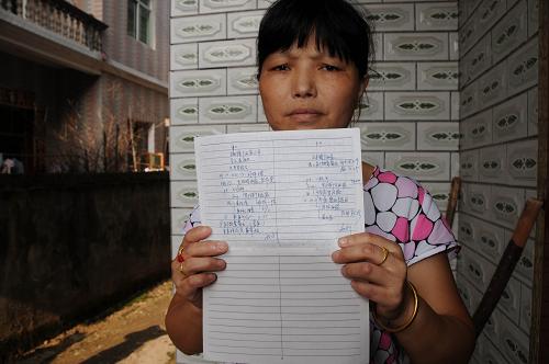 樂平市名口鎮(zhèn)戴村村民鄧桂蓮拿出病歷痛訴11歲的兒子因喝了受污染的水患“腎小球性血尿”的情況(8月27日攝)。新華社記者 胡錦武 攝
