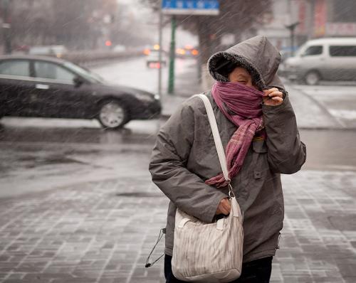 3月16日,行走在長春街頭的一位市民拉低帽檐抵御風(fēng)雪。當(dāng)日,長春出現(xiàn)雨夾雪天氣,并伴有5-6級左右大風(fēng)。據(jù)中央氣象臺消息,3月16日起,我國部分地區(qū)迎來明顯的降溫和雨雪天氣。新華社發(fā)(張楠攝)