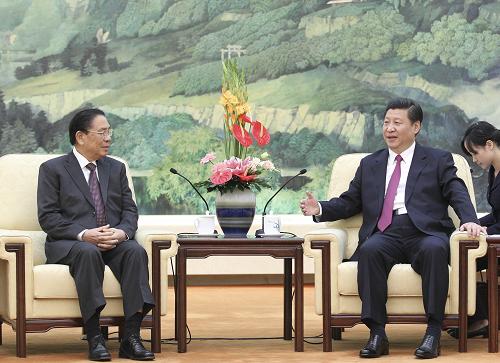 9月20日,中共中央政治局常委、國家副主席習(xí)近平在北京人民大會堂會見來華進(jìn)行正式友好訪問的老撾人民革命黨中央總書記、國家主席朱馬利。新華社記者 丁林 攝
