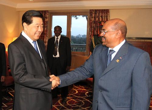 1月28日,全國政協(xié)主席賈慶林在亞的斯亞貝巴會(huì)見蘇丹總統(tǒng)巴希爾。新華社記者 丁林 攝