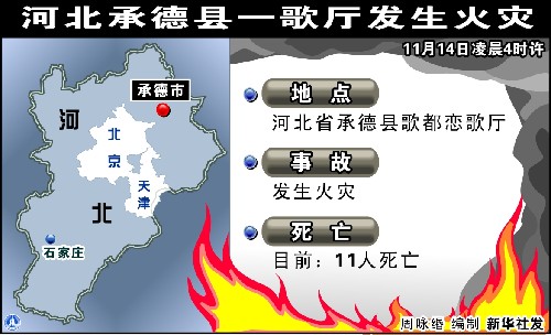 圖表:河北承德縣一歌廳發(fā)生火災(zāi) 新華社發(fā)