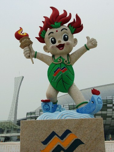 第六屆全國(guó)農(nóng)運(yùn)會(huì)吉祥物“同同”(9月4日攝)。 新華社記者 魏培全 攝