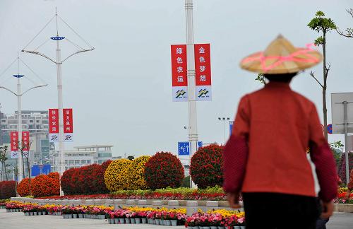 10月24日,泉州街頭花團(tuán)錦簇。第六屆全國(guó)農(nóng)民運(yùn)動(dòng)會(huì)將于10月26日至11月1日在福建省泉州市舉行。新華社記者 王鵬 攝